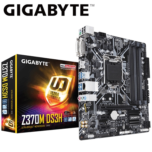 技嘉 Z370M DS3H M-ATX/DDR4*4/USB3.1/M.2/1D1H