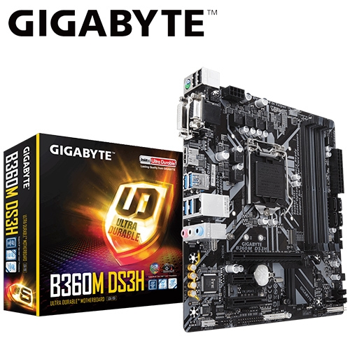 技嘉 B360M DS3H M-ATX/DDR4*4/USB3.1/M.2/1A1D1H