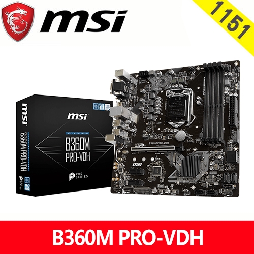 微星B360M PRO-VDH M-ATX/DDR4*4/M.2/USB3.1/1A1D1H