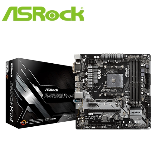 華擎 B450M PRO4 M-ATX/4*DDR4/USB3.1/M.2/1A1D1H