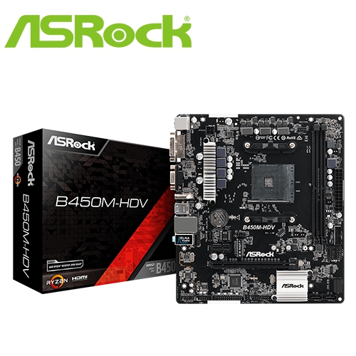 華擎 B450M-HDV M-ATX/2*DDR4/USB3.1/M.2/1A1D1H