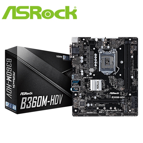 華擎 B360M-HDV 1151/M-ATX/DDR4*4/USB3.1/M.2/1A1D1H