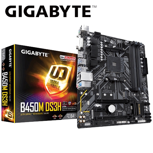 技嘉 B450M DS3H M-ATX/DDR4*4/M.2/USB3.1/1D1H