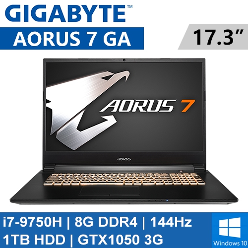 技嘉 AORUS 7-GA-7TW1001SH 17.3"(i7-9750H/8G DDR4/1TB/GTX1050 3G/WIN10/144Hz/2Y)