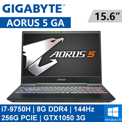 技嘉 AORUS 5 GA-7TW1001SH 15.6"(i7-9750H/8G DDR4/256G PCIE/GTX1050 3G/WIN10/144Hz/2Y)