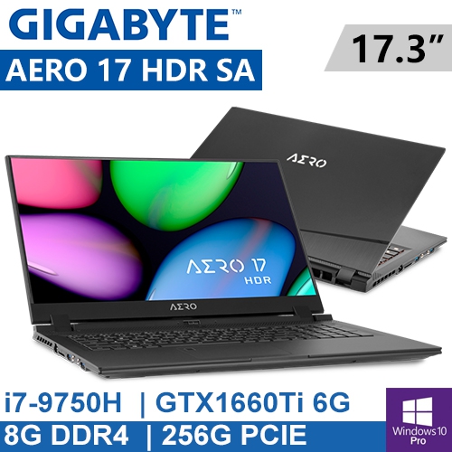 技嘉 AERO 17 HDR SA-7TW4020SP 17.3"(i7-9750H/8G DDR4/256G PCIE/GTX1660Ti 6G/WIN10 PRO+office365)