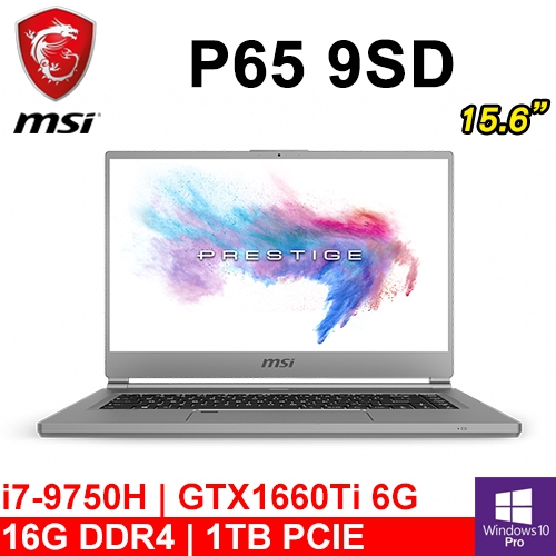 微星 P65 9SD-1064TW 15.6"(i7-9750H/16G DDR4/1TB PCIE/GTX1660Ti 6G/WIN10 PRO/144Hz)
