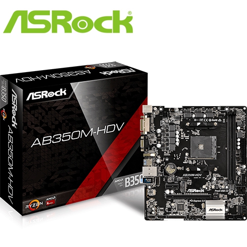 華擎 AB350M-HDV AM4/M-ATX/DDR4*2/M.2/1A1D1H