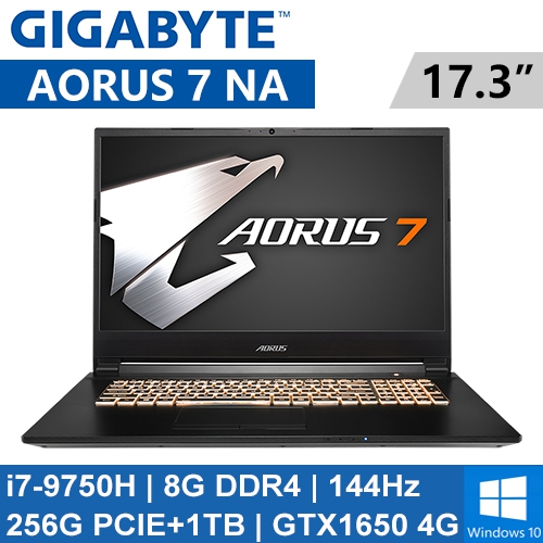 技嘉 AORUS 7 NA-7TW1021SH 17.3"(i7-9750H/8G DDR4/256G PCIE+1TB/GTX1650 4G/WIN10/144Hz/2Y)