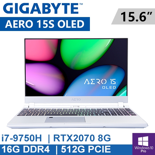 技嘉 AERO 15S OLED XA-7TW5130SP 15.6"(i7-9750H/16G DDR4/512G SSD/RTX2070 8G/WIN10 PRO)