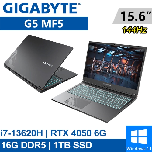 技嘉 G5 MF5-H2TW354KH 15.6吋 黑(i7-13620H/16G DDR5/1TB PCIE/RTX4050 6G/W11)