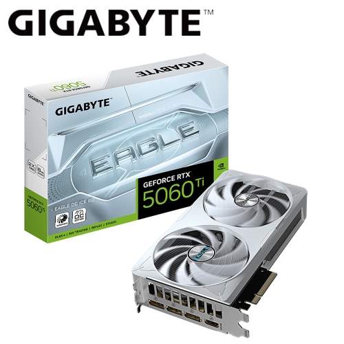 技嘉 N506TEAGLEOC ICE-8GD RTX 5060 Ti EAGLE OC ICE 8G(2617Mhz/8G DDR7/1H3DP/21.5cm/雙風扇/註5年)