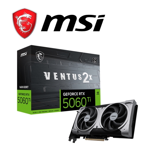 微星 RTX5060Ti 16G VENTUS 2X PLUS(2587MHz/1H3DP/22.7cm/雙風扇)
