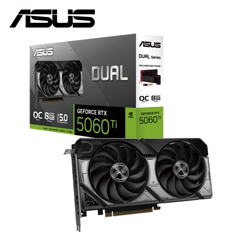華碩 DUAL-RTX5060TI-O8G(2632Mhz/8G DDR7/1H3DP/22.9cm/雙風扇)