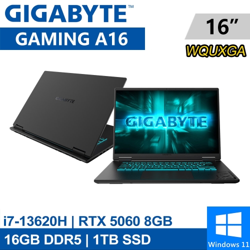 技嘉 GAMING A16 CVHI3TW894SH 16吋 黑(i7-13620H/16G DDR5/1TB PCIE/RTX5060 8G/W11)